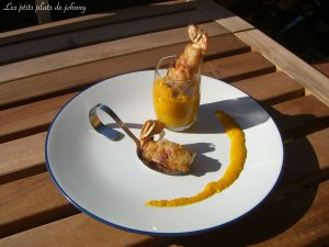 Photo de la recette croustillants de langoustines et sa purée de carottes curry envoyée par djoundou