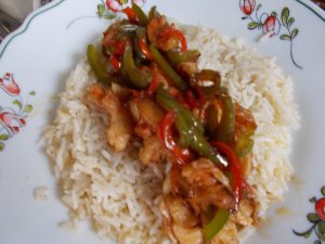 Photo de la recette Mes crevettes à la chinoise, riz basmati et poivrons vert et rouge envoyée par Horatio92